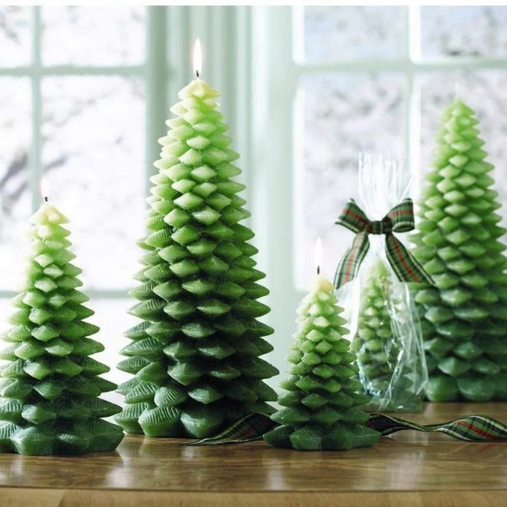 NWOT 2 TAG Tree Candles Chunky 5.5" Winter Evergreen 610038 Unlit NEW